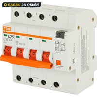 Дифференциальный автомат Tdm Electric АД-14 4P C25 A 30 мА 4.5 кА AC SQ0204-0133